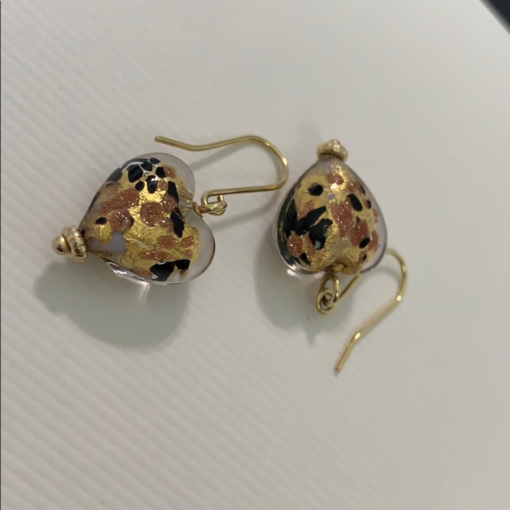 Gold Venetian Glass Earrings - Picture 4 of 4